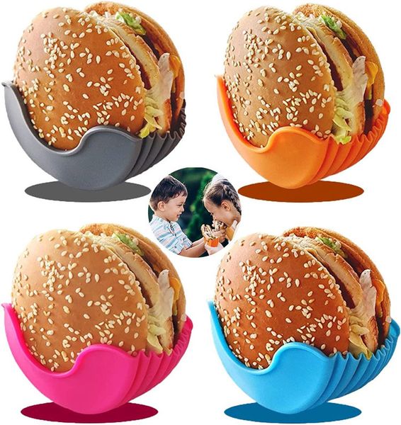 Food Savers Retractable Sandwich Hamburger Fixed Box Buns Wiederverwendbare Silikon Burger Rack Halter Hamburger Clip DH98