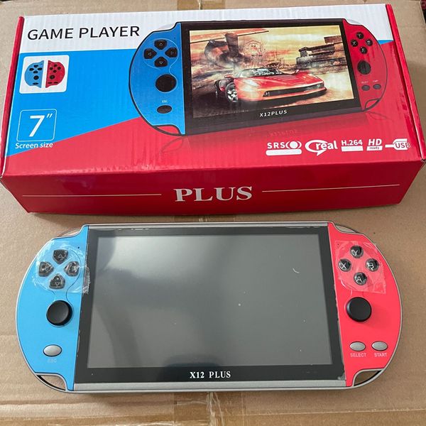 X12 Plus Handheld-Spielekonsole, 7,1-Zoll-HD-Bildschirm, tragbarer Audio-Video-Player, integrierte 10000 klassische 16 GB Spiele, E-Book für NES GBA FC Arcade