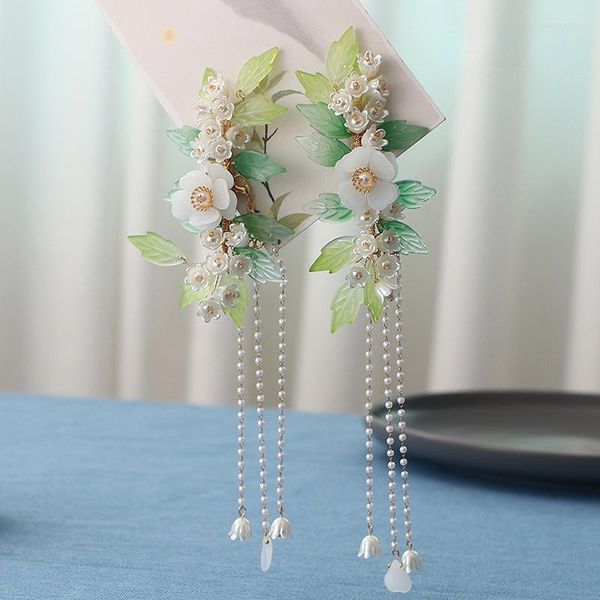 Haarspangen, grün glasiertes Blumen-Clip-Set, kleine frische Maiglöckchen-Hanfu-Kopfschmuck-Produkte