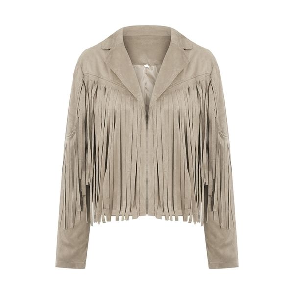 Jackets femininas IMCUTE feminino Vintage Laplagem longa Fringe Fringe Cropped Hippie Motor Biker Cardigan Outwears