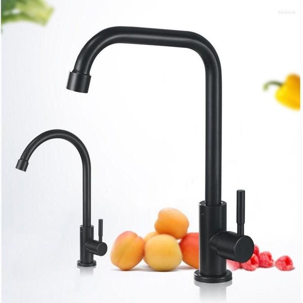 Rubinetti da cucina Rubinetto semplice durevole Rubinetto per lavabo Rubinetto monocomando Rotazione nera fredda Qualità eccellente