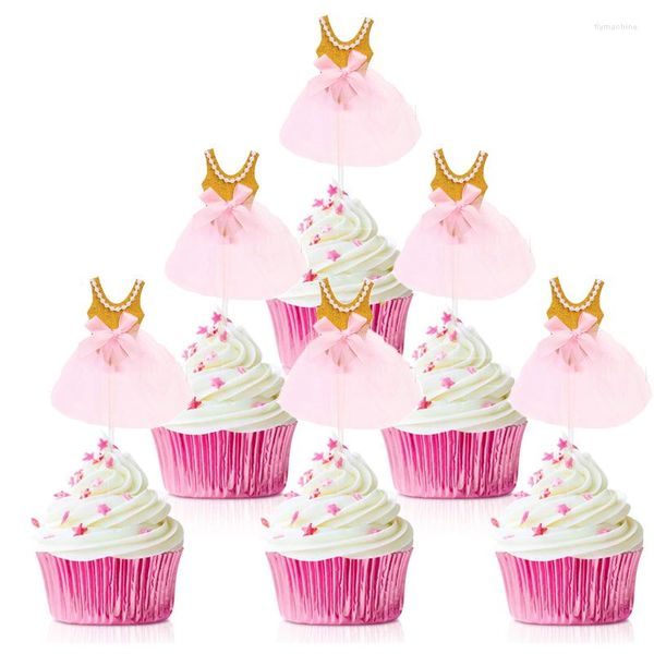 Festival Malzemeleri 10 PCS Prenses Cupcake Toppers Pembe Tutu Kek Kızları Tatlı Düğün Bebek Duş Doğum Günü Partisi Dekorasyonları