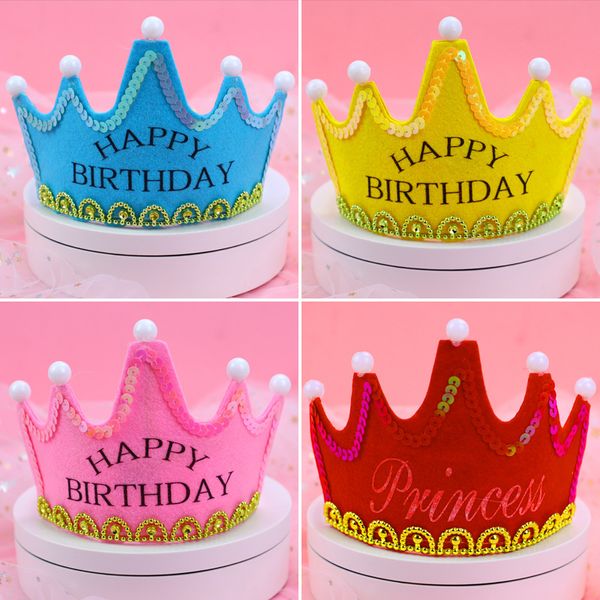 Led Crown Hat Christmas Cosplay King Princess Crown Led Happy Birthday Cap Copricapo scintillante colorato DH0958