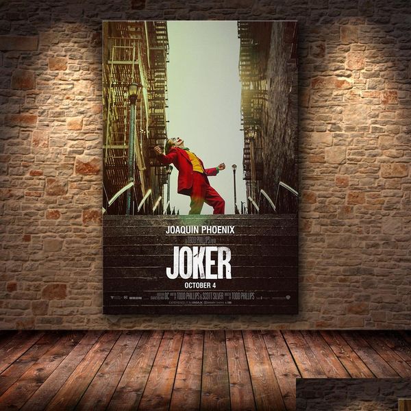 Pintura suprimentos Joaquin Phoenix Imprime o Joker Movie DC Art Art Canvas Oil Pintura de parede de parede para sala de estar Home d￩co dhz37