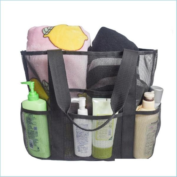 Borse portaoggetti Borsa da spiaggia in rete Grande mercato leggero Borsa da picnic Borsa da picnic Verde Blu Nero Borse giocattolo Drop Delivery Casa Giardino Houseke Dh3Ab