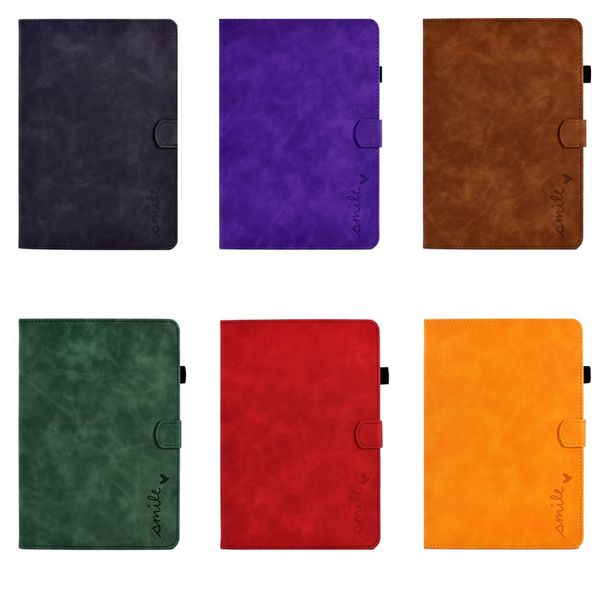 Moda Smile Casos de carteira de couro para iPad 10.9 2022 10,9 polegadas amor amor antigo antigo para o cartão de identificação de negócios antigo Livro da capa Flip Livro de bolsa bolsa