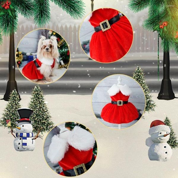 Собачья одежда Зимнее рождественское платье Pet красная юбка Санта. Костюма.