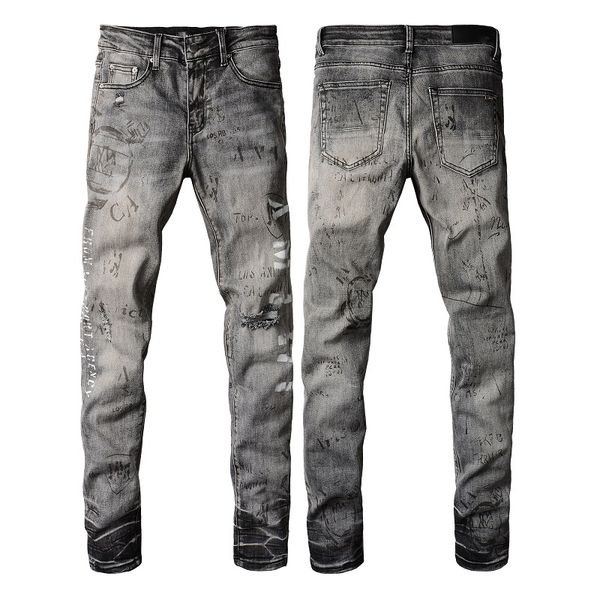 Amirr Herren-Jeans, Designer-Sommer-Rapper-Star, gleiche Jeans, schmale, kleine, gerade Patch-Loch-Bettler-Hosen, Herren- und Damen-Jeans