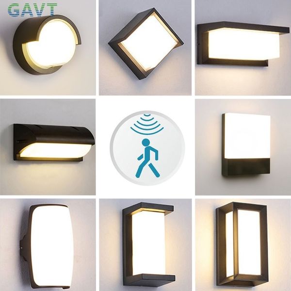 Decorazioni da giardino Lampada da parete per esterni a led Impermeabile IP65 Illuminazione con sensore di movimento Luci per portico Lampada da balcone 221108