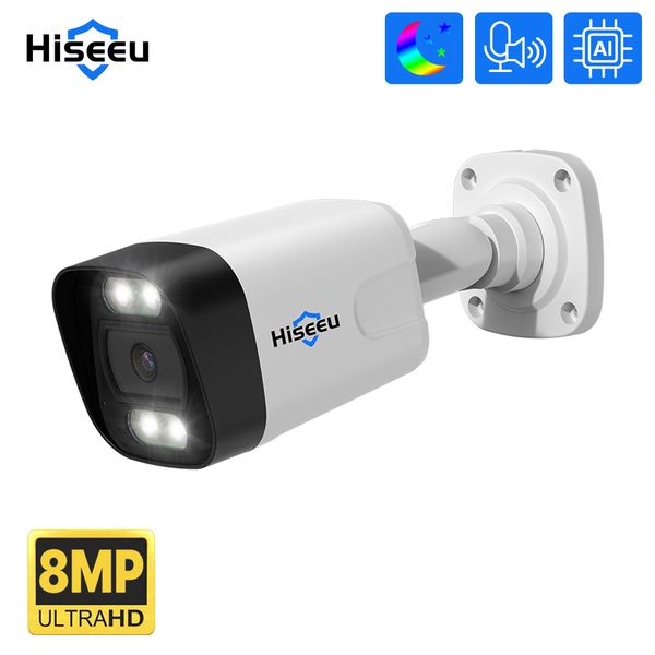 Câmeras Dome 4K 8MP 5MP POE IP Outdoor Waterproof H.265 CCTV Bullet P2P Detecção de movimento para PoE NVR 48V Hiseeu 221108