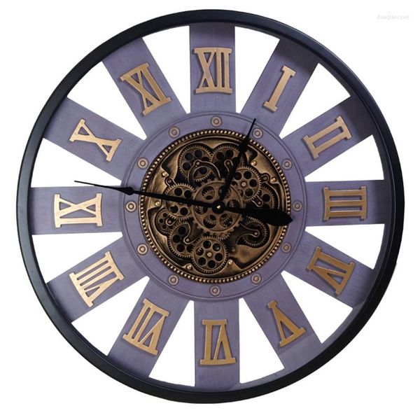 Relógios de parede retrô de grande relógio engrenagens de metal decoração de casa nórdica Relógio criativo Decoração da sala de estar RELOJ DE PARED