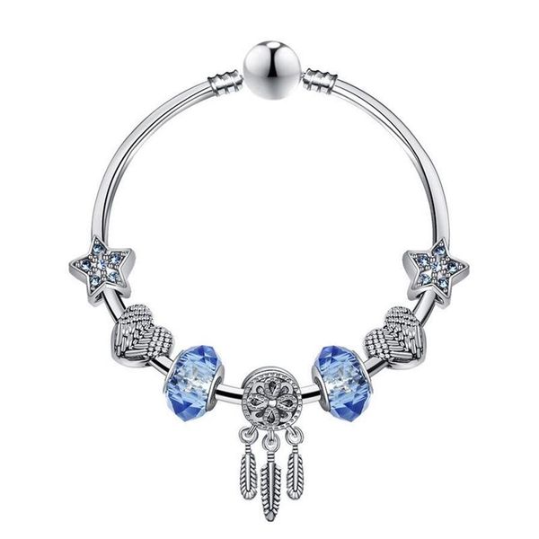 Charm Armbänder Charms Fit für Armbänder Blauer Stern Perlen Traumfänger Baumeln Anhänger Armreif Liebe Perle DIY Hochzeit Schmuck Accessori Dhejm