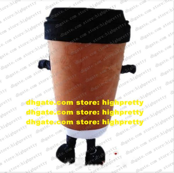 Traje de xícara de café marrom mascote de desenho animado de desenhos animados Allen Adorável embaixador de promoção ZZ7909