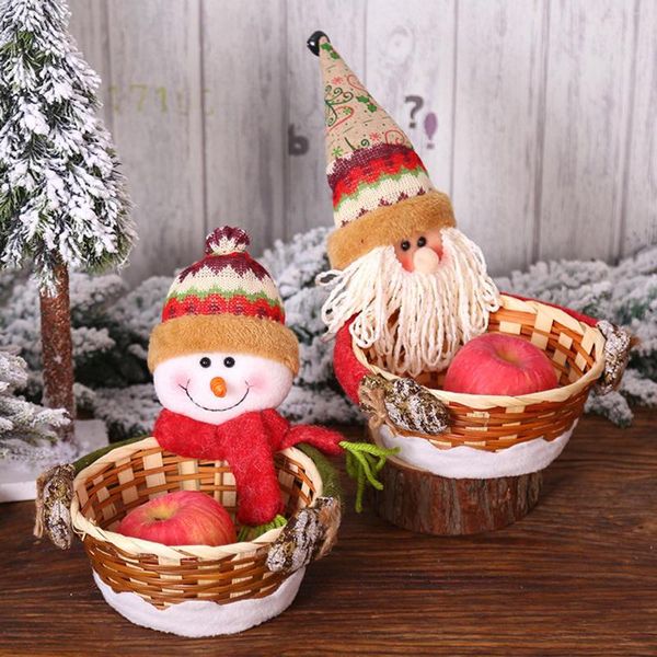 Garrafas de armazenamento 1pcs Feliz Natal Candy Basket Decoration Santa Snowman Box Snack Bax Navidad P1
