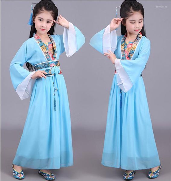 Stage Wear Wear Children's Hanfu Dress Spring Summer Summer Girl's National Tang Traje Boutique Bordado Confucicia Danoms dança da festa