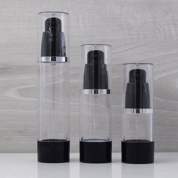 100pcs 30ml 50ml Black Vacuum Loção Bottle Travel Travel Portátil Ferramentas de cuidados com a pele da beleza portátil