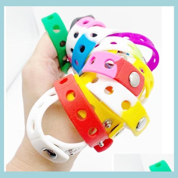 Charm Bracelets Soft Sile Bracelet Pulseira 18/21Cm Fit Sapato Croc Fivela Charme Acessório Kid Party Gift Moda Jóias Atacado D Dhw9A