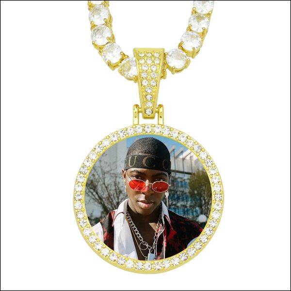 Collane con ciondolo Catena di lettere a bolle personalizzate Iced Out Nome Pendent Lab Diamond Cz Initial Sier Gold Personalizzato Hi Otyz6