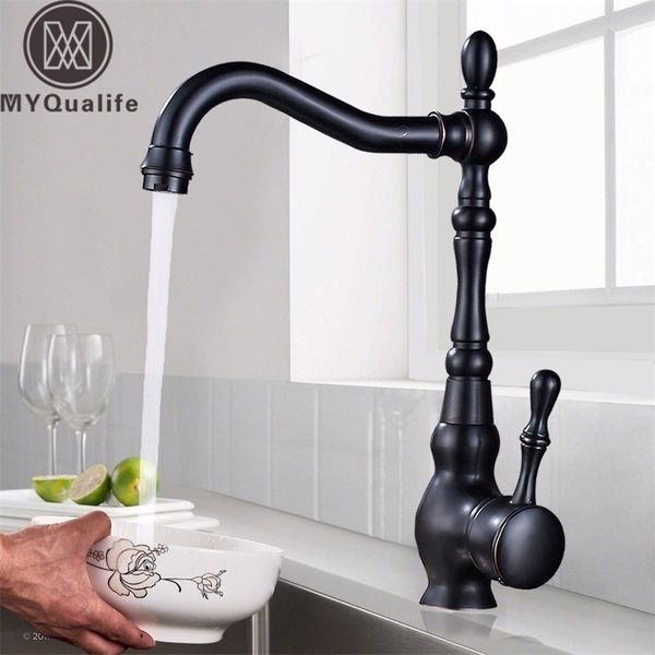 Rubinetti da cucina mazzo nero monte bagno rubinetto in ottone impugnatura singola 3 360 rubinetti per lavello a bacino rotante e miscelatori d'acqua fredda 221109