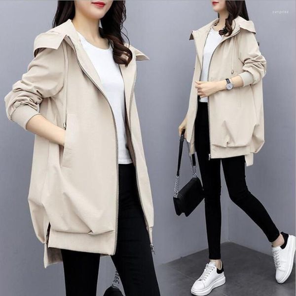 Frauen Trench Coats Coat Mantel Womens Fr￼hling Herbst Jackets Hoodies Top Plus Size Slim Students Baseball Kleidung mittelgro￟e Windbreaker