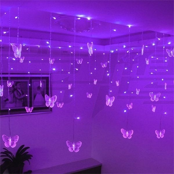 Decorações de Natal 220V 110V 3,5m Butterfly LED Curtain Garland String Fairy Lights for Holiday Wedding Party Home Decoration 221109