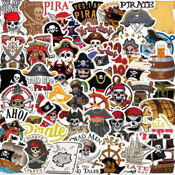 50pcs Cool Pirate Skull Adreters Jolly Roger Graffiti Stickers para Lapta de Lapta de Lapta Diy Skateboard Motorcycle Sticker