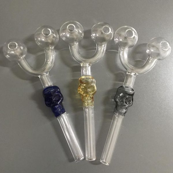 Bruciatore a nafta a doppia bolla Tubi da fumo 14cm Clear Bang Glass Water studio pyrex ART Smoking Tube cranio pipa riciclatore oil-rigs