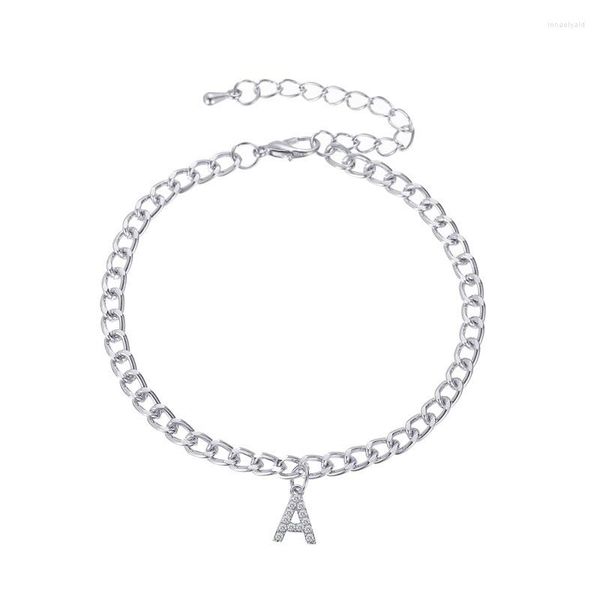 Cavigliere Bracciale iniziale color oro per donna Bracciale in acciaio inossidabile con catena da gamba da uomo Bracciale alla caviglia con alfabeto