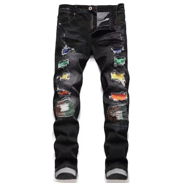 wholesale 2028 Herrenjeans Designerjeans Distressed Ripped Biker Slim Fit Motorrad Denim für Herrenmode Jeans Herrenhosen für Herren #822