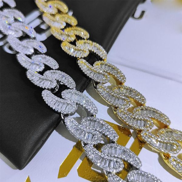 15mm Hip Hop T Cubic Zirconia Tennis Cuban Chain 18k Real Gold Plated Collana da uomo279z