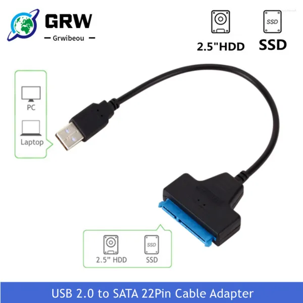 Cavi per computer Grwibeou Cavo convertitore adattatore da USB 2.0 a SATA 22pin per dischi rigidi HDD SSD da 2,5 pollici Disco rigido