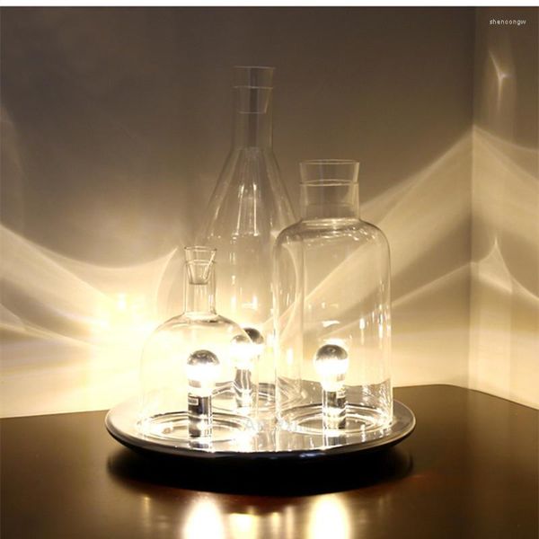 Lampade da tavolo 123 Bottiglia Lampada ITRE Guido Rosati Bacco Design Comodino Divano Lato El Fashion Lampada da scrivania in vetro bianco latte trasparente