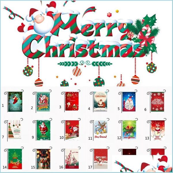 Banner Bandiere Bandiere Da Giardino Natalizie 30X45 Cm Decorazione Della Casa Happy Year Decorazioni Per Striscioni In Poliestere Drop Delivery Home Festive Part Dhosx