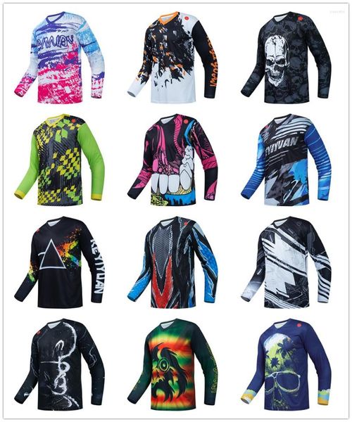 Giacche da corsa KEYIYUAN Maglia da ciclismo manica lunga da uomo Motocross Mtb Downhill Camicia Abbigliamento da bici T-shirt da bicicletta Bekleidung Herren