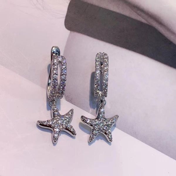 Brincos de backs clipe de estrela do mar da primavera para mulheres de casamento cubic zirconia brinco de jóias de vício em jóias e6606