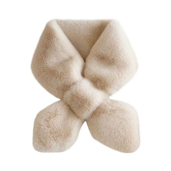 Sciarpa incrociata in pelliccia di coniglio da donna Sciarpe morbide e calde invernali in peluche carino per accessori moda per feste regalo