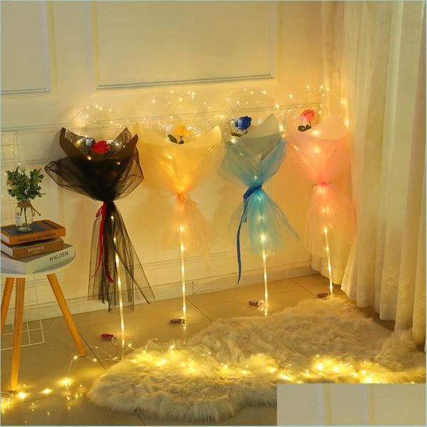 Altre forniture festive a Luminosa palloncino luminoso rosa bouquet trasparente lampeggiante luce bobo bobo deco