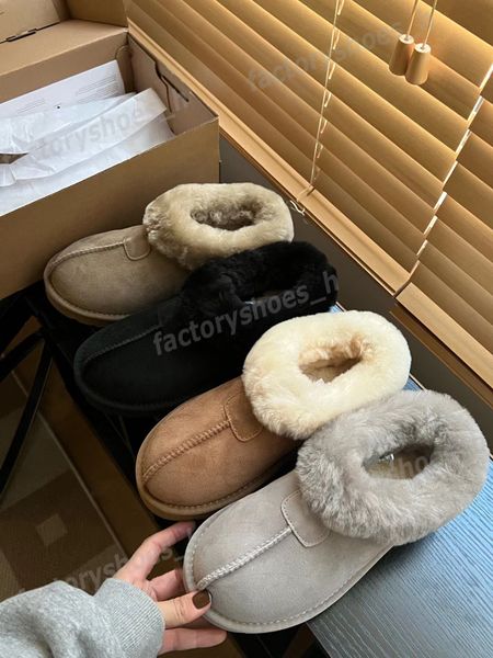 Designer-Hausschuhe für Damen, Tazz-Hausschuhe, flauschige Fell-Slipper, Winter-warme Schneestiefel, Plattform-Innensandalen, kastanienbraun, schwarz, grau, flauschige Hausschuhe