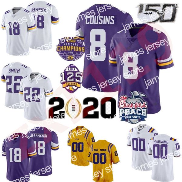 American College Football Wear Homem Crianças Mulher LSU Tigers NCAA College Football 22 Clyde Edwards-Helaire Jersey JaMarr Chase Justin Jefferson Jacob Phillips Nick Br