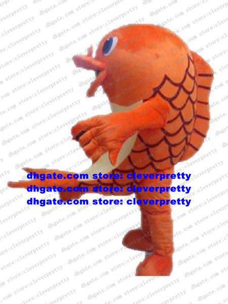 Costume della mascotte del pesce rosso del pesce rosso arancione giallo Carpa comune Ciprinide Personaggio adulto Taglio del nastro Cere Fossick zx178