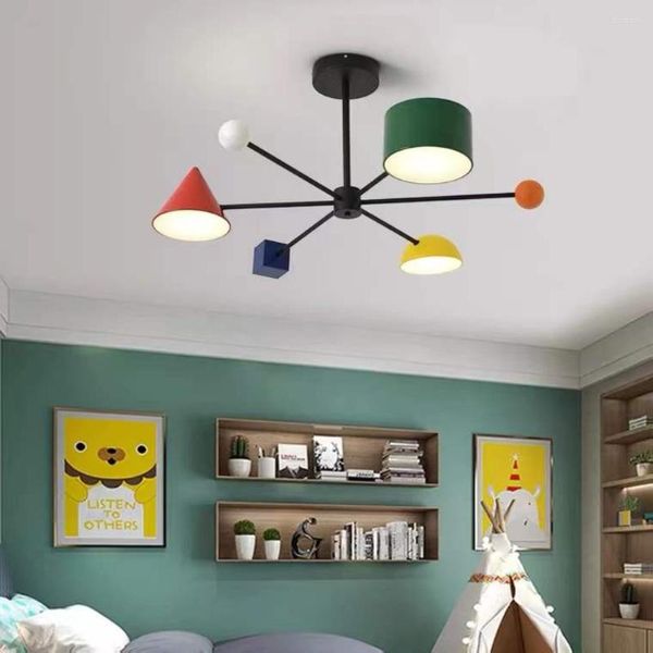 Kronleuchter Nordic Kreative Persönlichkeit Macaron Kinder Moderne Wohnzimmer Multi-headed Cartoon LED Kronleuchter