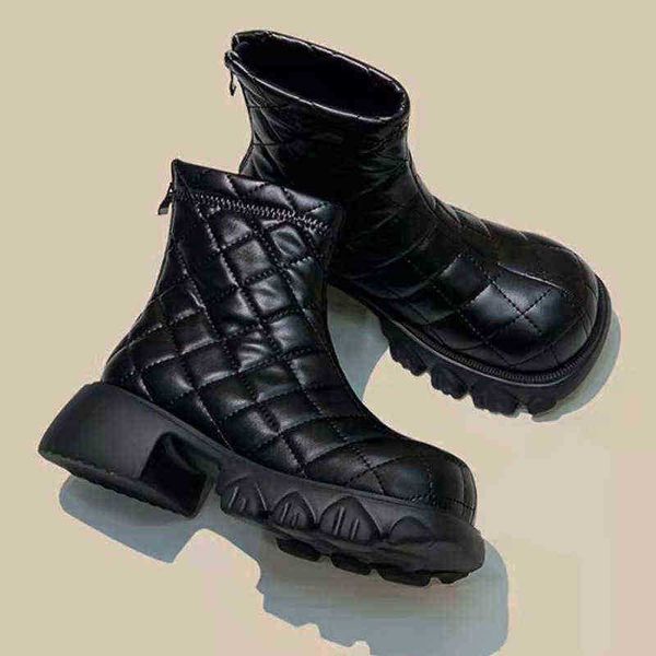 Stivali da donna Martin Boot Autunno e Inverno Nuova schiuma spessa Fondo in giù Pane Invecchiamento Ling Reticolo Scarpe di cotone Camino sottile Corto 07091011