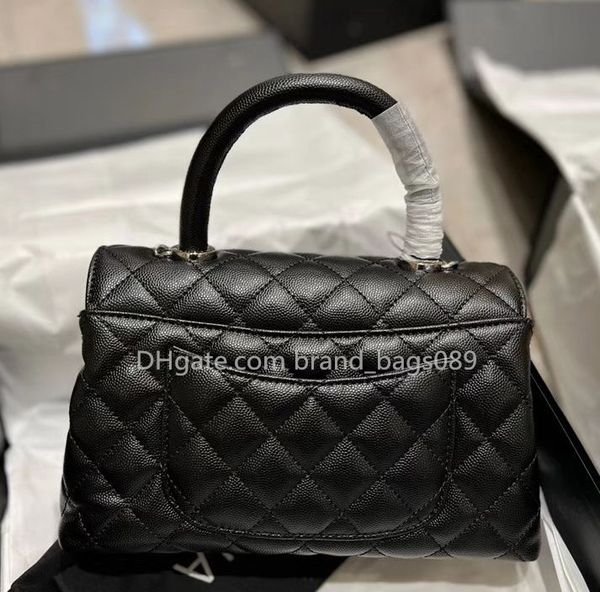 Borse classiche con manico superiore Designer da donna Coco Totes Caviar Crossbody Pelle di vitello trapuntata Hardware argento brillante Borsa a tracolla singola con patta esterna Borsa di lusso