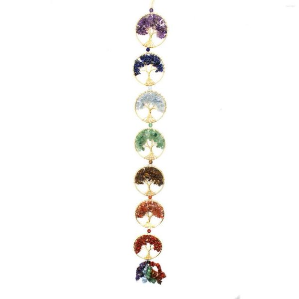 Estatuetas decorativas 7 chakra árvore da vida decoração de decoração de parede de parede de cura para cura