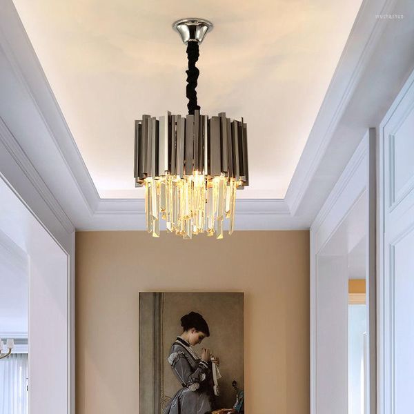 Kronleuchter Moderne Kristall-Kronleuchter für Esszimmer Luxus Kücheninsel Kette Cristal Lampe Home Decor Gold Edelstahl Leuchte