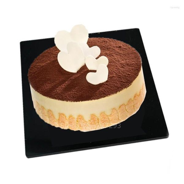 Ferramentas de Bakeware Reutiliza Placa de bolo reutiliza quadrado de acrílico mousse base bandeja de sobremesas de cupcake preto para festa de aniversário em casa