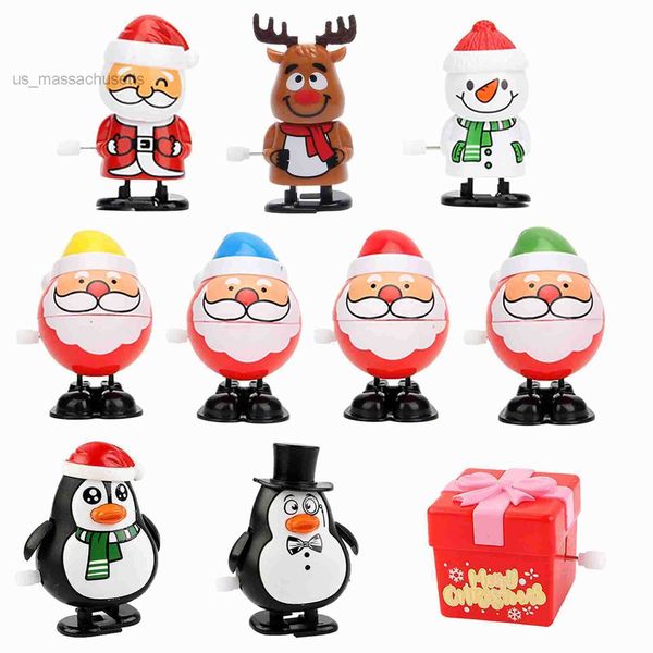 Relógio de brinquedo de Natal Papai Noel Claus Wind Up Toys Walking Elk Penguin Snowman Children Clockwork Toy Toy Christmas Gift Multi-Helle Toys Opcional L221110