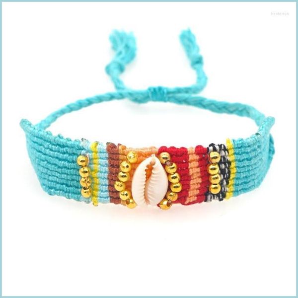 Charm-Armbänder Charm-Armbänder Go2Boho 2022 Boho Beach Shell Quaste Pseras Handgefertigtes geflochtenes Armband Armreif Stofftuch für Frauen Dhsm5