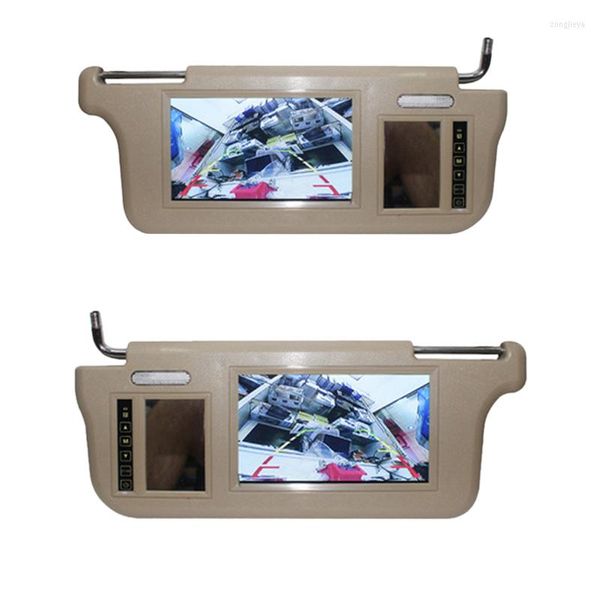 Schermo LCD per visiera parasole per auto da pollici Monitor LCD DC 12V interno beige per fotocamera lettore AV1 AV2