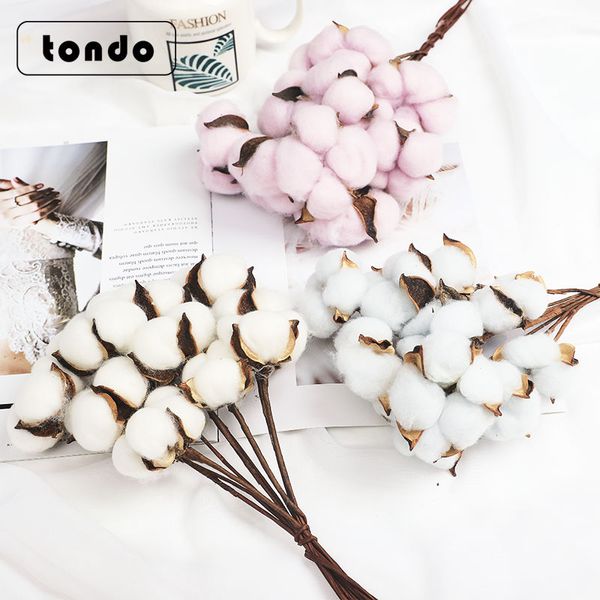 Designer Tangde Christmas Presente Buquet Seco Flores de Algod￣o Decora￧￣o Casa Foto Props ATMOSFERA Decora￧￣o 10pcs